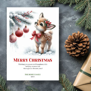 Cartões de Cena de Natal em Aquarela com Fawn de I