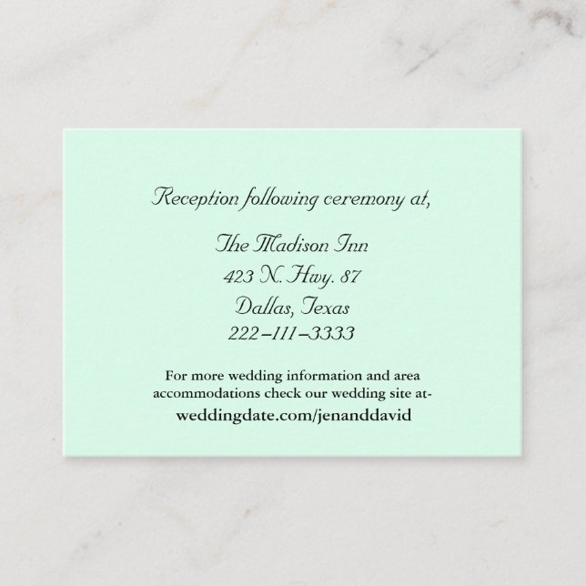 Cartões de cerimônia de Casamento Verde (Frente)