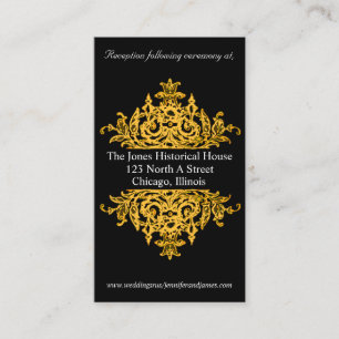 Cartões de cerimônias de casamento preto e Dourado