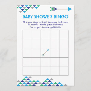 Cartões de Chá de Bingo de Bebê Tribal & Arrow
