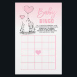 Cartões de Chá de fraldas BINGO para Elefantes Ros<br><div class="desc">Entra nos teus hóspedes com estes adoráveis jogos de cartas de chá de fraldas de elefantes. Rosa esmagado com mamães brancas e elefante bebê em cinzas com balões cardíacos. Obter itens correspondentes!</div>