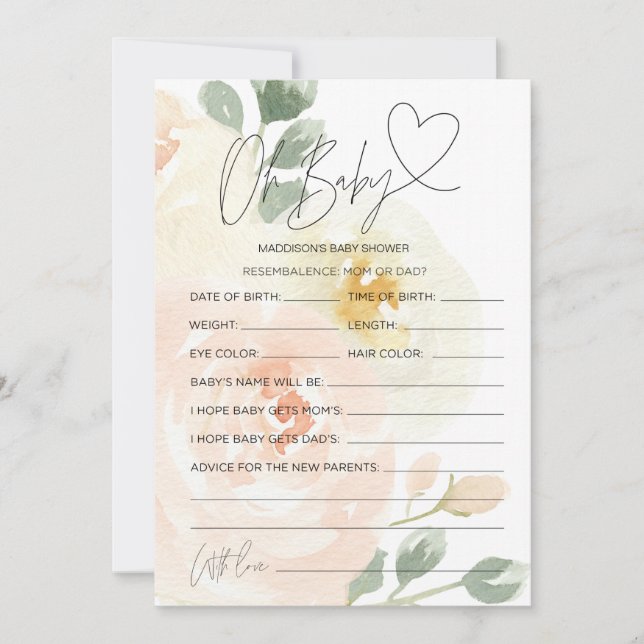 Cartões de Chá de fraldas de Bebê (Frente)