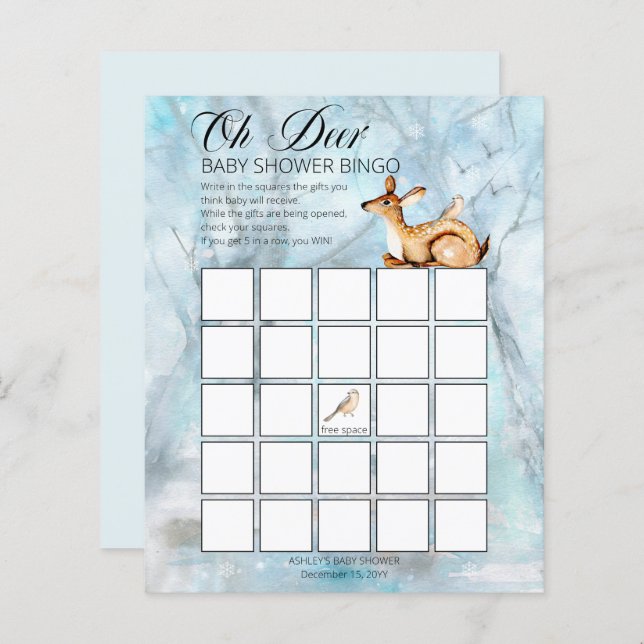 Cartões de Chá de fraldas de inverno para animais  (Frente/Verso)