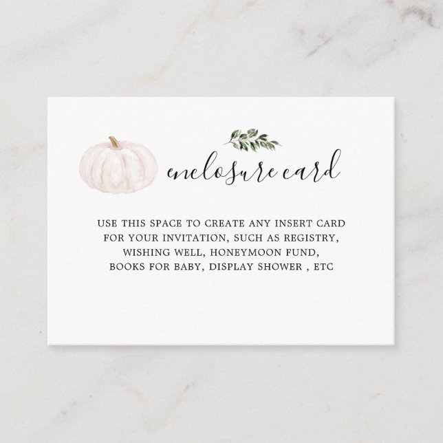 Cartões de Chá de fraldas Pumpkin Greenery (Frente)