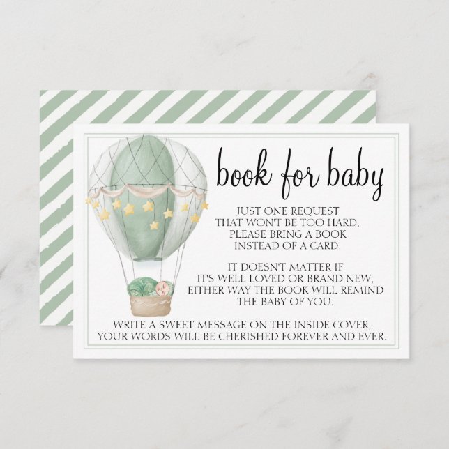 Cartões de chá de fraldas verde para balão de ar q (Frente/Verso)