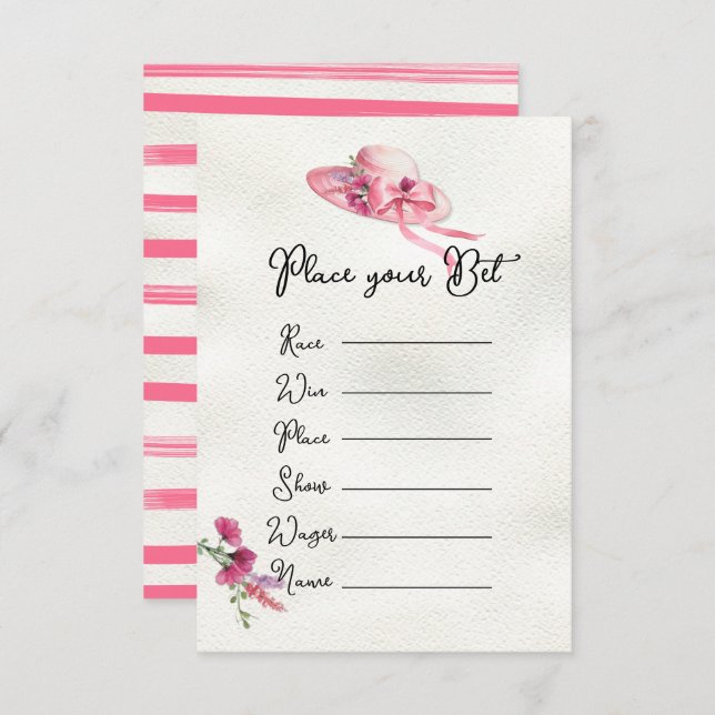 Cartões de Chá de panela de Hat Derby Rosa (Frente/Verso)