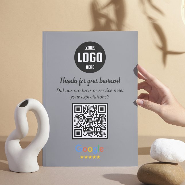 Cartões de Código QR de Avaliação do Google | Agra (Google Review QR Code Cards | Gray Business Enclosure Cards)