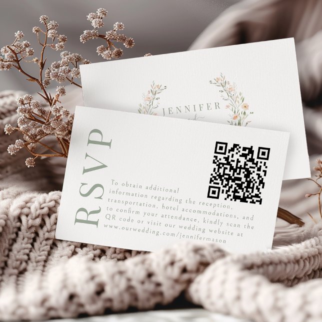 Cartões de código QR RSVP de Casamento Boho Elegan (Criador carregado)