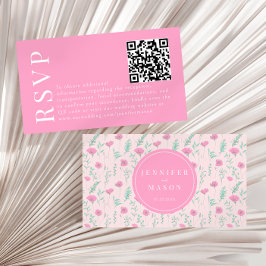 Cartões de código RSVP do casamento floral cor-de-