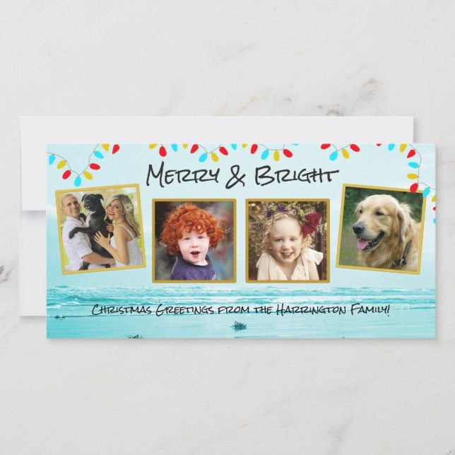 Cartões de Colagem de Fotos da Família Blue Ocean  (Frente)