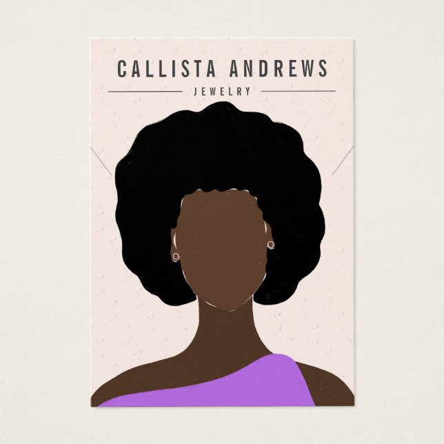 Cartões de colar de cabelos negros do Earthy Boho (Frente)