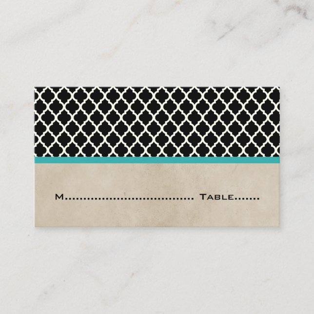 Cartões De Colocação Quatrefoil Aqua Chic (Frente)