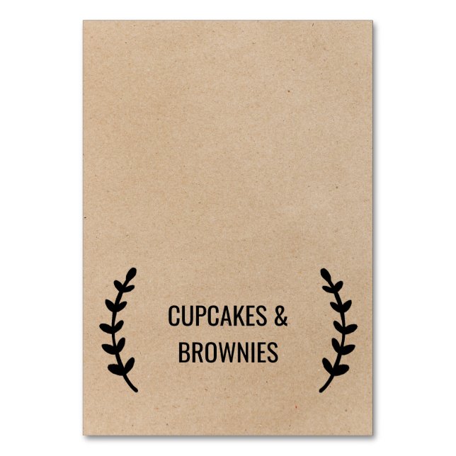 Cartões de Comida de Caligrafia Russo Faux Kraft (Frente)