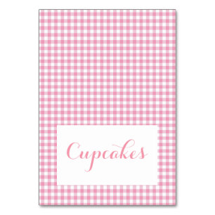Cartões de Comida de gingham rosa