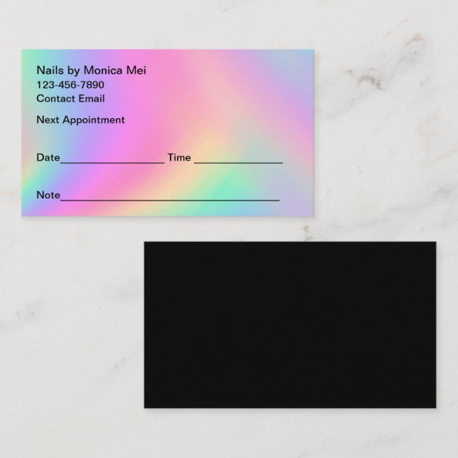 Cartões de Compromisso do Cliente Tech do Manicure (Frente/Verso)