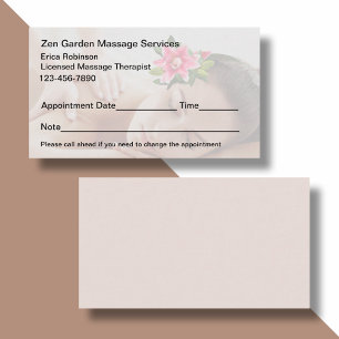Cartões de Compromisso dos Serviços de Massagem Ze