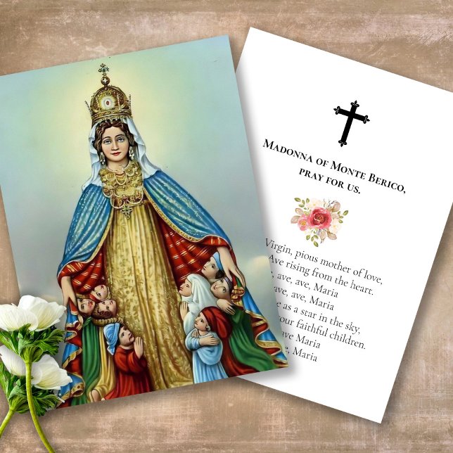 Cartões de condolências de oração da Madonna do Me (catholic, religious, celebration of life, in loving memory of, prayer cards for bereavement)