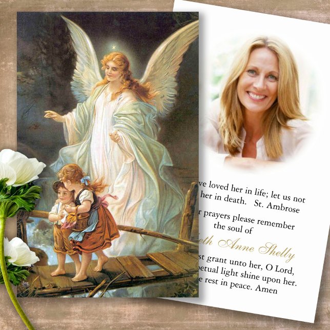 Cartões de condolências de Oração de Angel de Perd (Forever in our hearts, celebration of life, in loving memory of, prayer cards for bereavement)