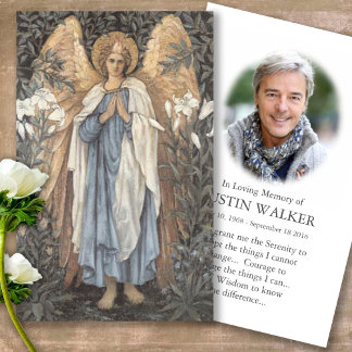 Cartões de condolências de oração de anjo funerári