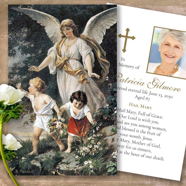 Cartões de condolências de Oração de Imagem de Anj (catholic, religious, celebration of life, in loving memory of, prayer cards for bereavement)