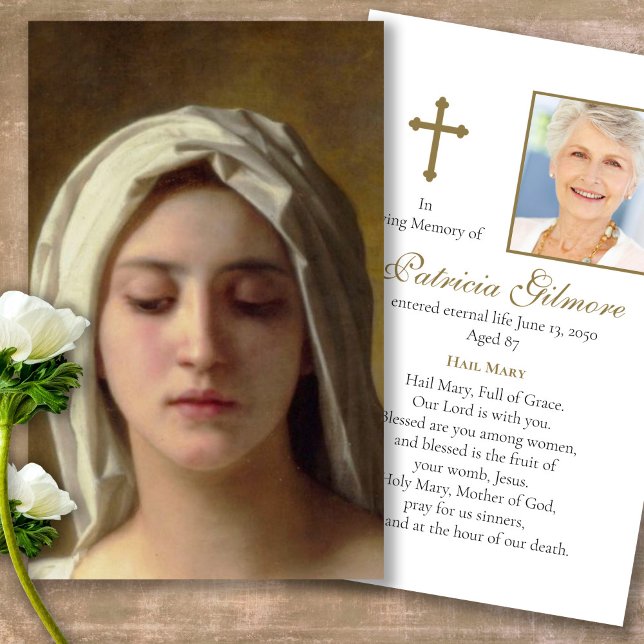 Cartões de condolências de Oração de Madonna Perda (catholic, religious, celebration of life, in loving memory of, prayer cards for bereavement)
