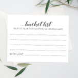 Cartões de Conselhos de Casamento da Lista de Bald<br><div class="desc">Estas maravilhosas folhas achatadas da lista de baldes de casamento serão um alternativo perfeito para um livro de hóspedes tradicional. Vocês terão todos os convidados falando sobre as melhores ideias para os recém-casados visitarem ou fazerem. Parte da coleção Alejandra - sinal de correspondência disponível.</div>