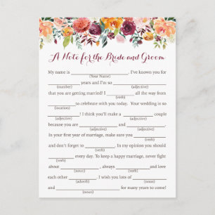 Cartões de conselhos de casamento de flores de out