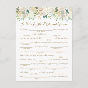 Cartões de Conselhos de Casamento de Flores Dourad