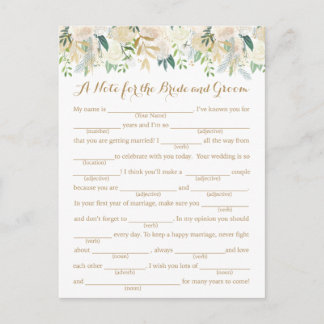 Cartões de Conselhos de Casamento de Flores Dourad