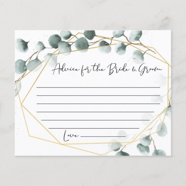 Cartões de Conselhos de Casamento Eucalyptus (Frente)