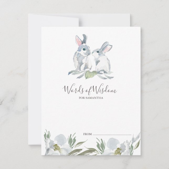 Cartões de Conselhos de Chá de fraldas Coelho Boni (Frente)