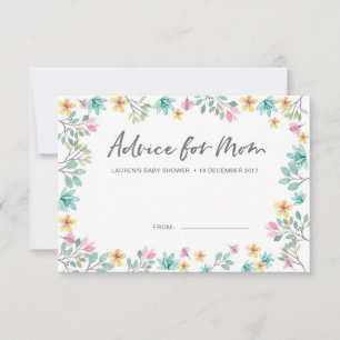 Cartões de Conselhos de chá de fraldas   Flores co