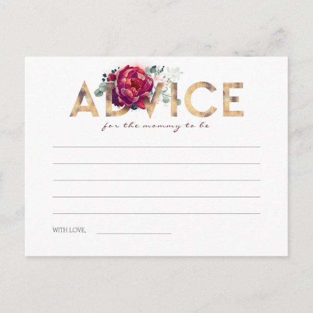 Cartões de Conselhos de Chuveiro de Bebê Vermelho  (Frente)