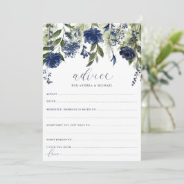 Cartões de Conselhos de Noiva Casamento Azul Marin