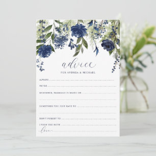Cartões de Conselhos de Noiva Casamento Azul Marin