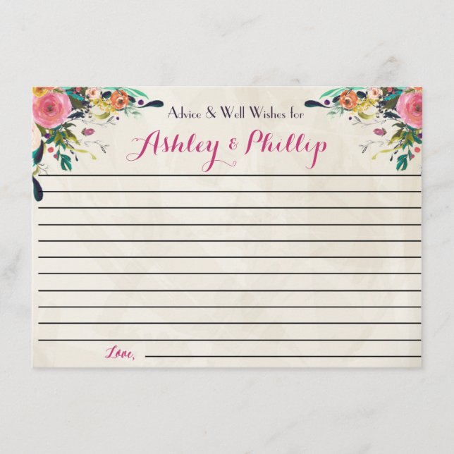 Cartões de Conselhos Florais para o casal (Frente)