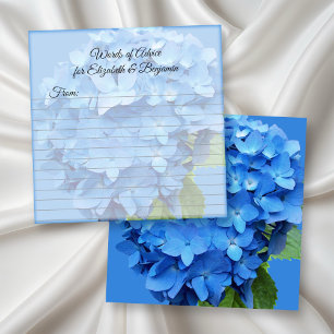 Cartões de conselhos para chá de noiva azul floral