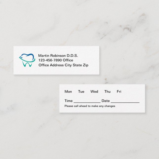 Cartões de Consulta Simples de Dentista com Orçame (Frente/Verso)
