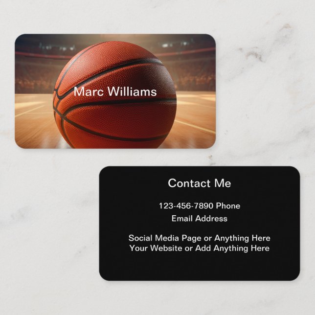 Cartões de Contato com Tema de Basquetebol (Frente/Verso)