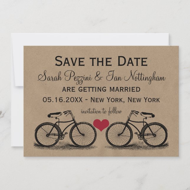 Cartões de Convite de Casamento Bicicleta Antiga S (Frente)