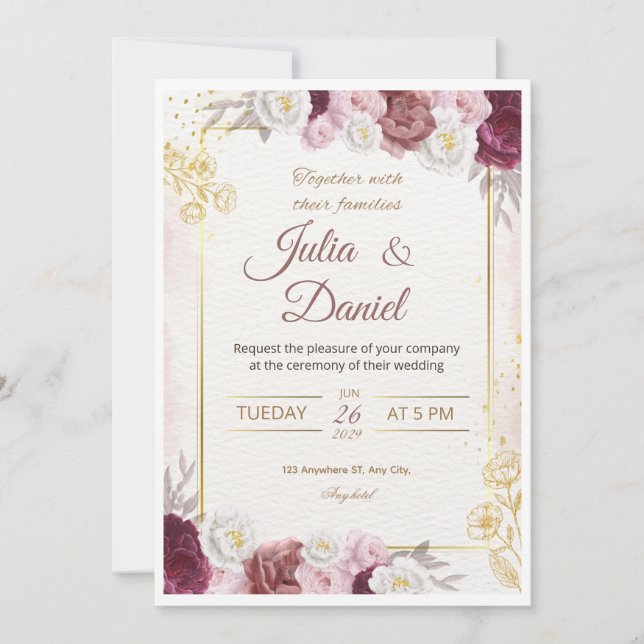 Cartões de Convite de Casamento Modernos (Frente)