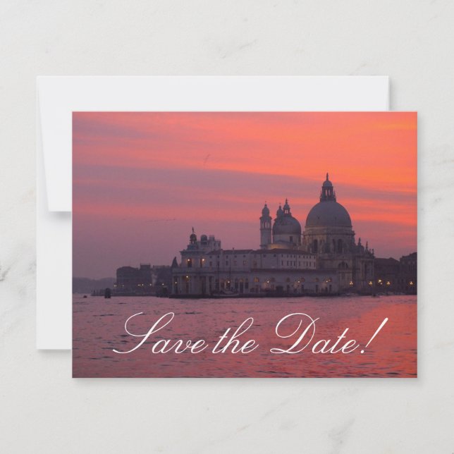 Cartões de Convite de Noivado Pôr do Sol Veneziano (Frente)