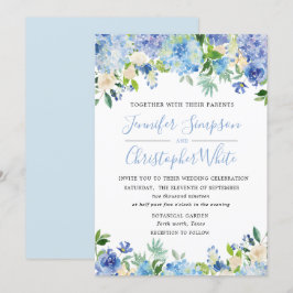 Cartões de Convite para Casamento de Hydrangea Blu