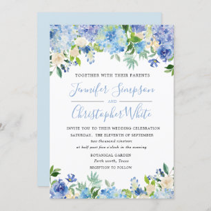 Cartões de Convite para Casamento de Hydrangea Blu