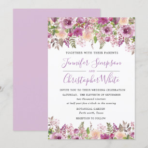 Cartões de Convite Para Casamento Floral De Cor D'