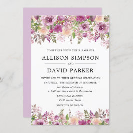 Cartões de Convite Para Casamento Floral Violet Wa