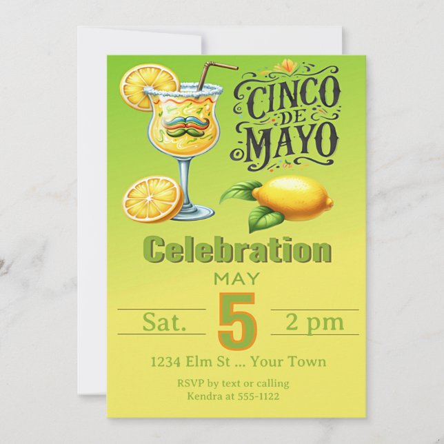 Cartões de Convite para Festa do Cinco De Mayo (Frente)