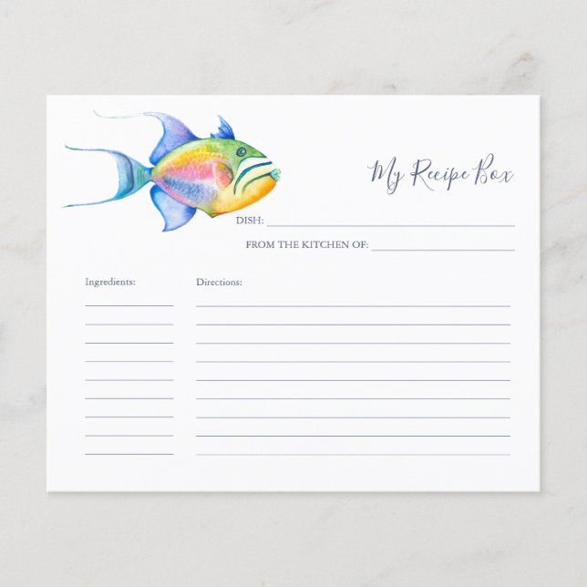 Cartões de cozinhar Peixes Tropicais Coloridos (Frente)