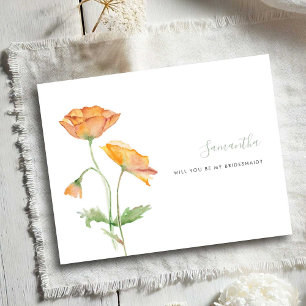 Cartões de Damas de Honra com Aquarela de Papoulas