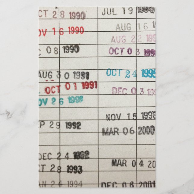 Cartões de Data de Vintage Library (Frente)